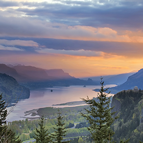 View of Columbia River at sunset