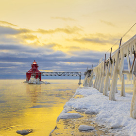 The Sturgeon Bay Canal lighthouse in Door County Wisconsin