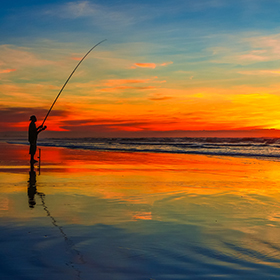 Man saltwater fishing