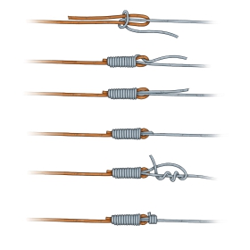 graphic of how to tie a fly line to backing knot