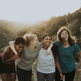 women friends on a hike