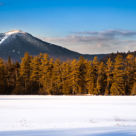 Lake covered with ice and snow