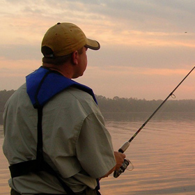 fishing in the sunset