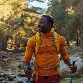 Man hiking in the woods