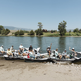 Women fishing from boat