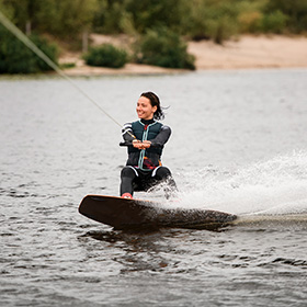 Woman wakeboarding