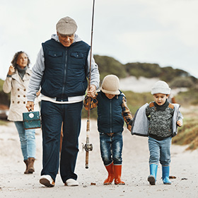 Man going fishing with family