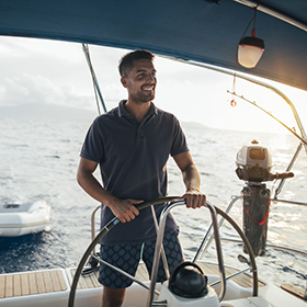 Man driving boat