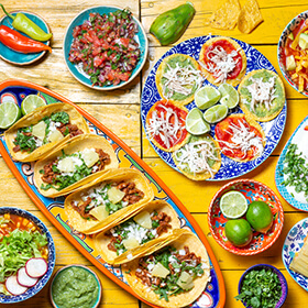 Mexican food spread