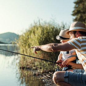 father and son fishing 