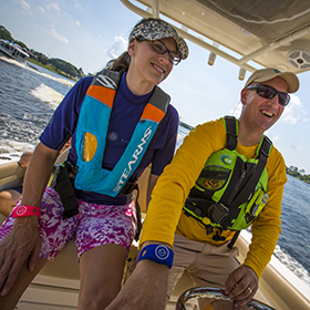 Two people on boat