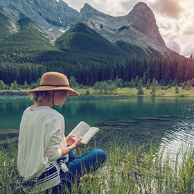 reading outdoors