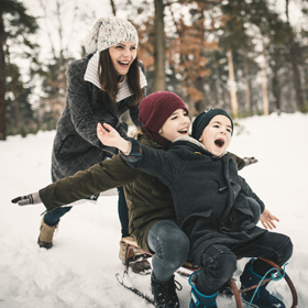 kids on a sled