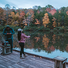 Young woman fishing