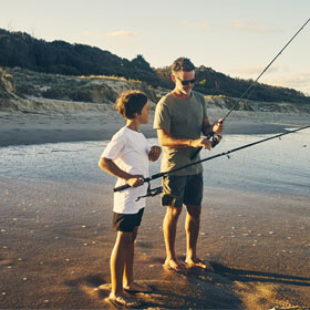 father and son fishing