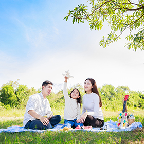 Family outside spending time together