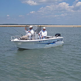 Two men on a boat