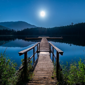 dock with full moon