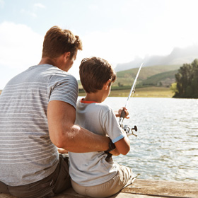 father and son fishing 
