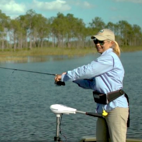 female angler getting ready for the fishing season