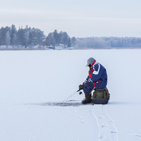 ice fishing for salmon