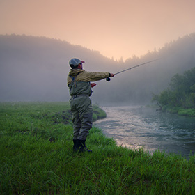 Man fly fishing