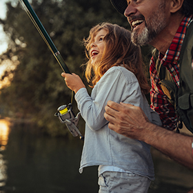 bait fishing grandfather grandaughter