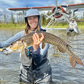 Woman holding fish