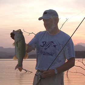 fishing at sunset