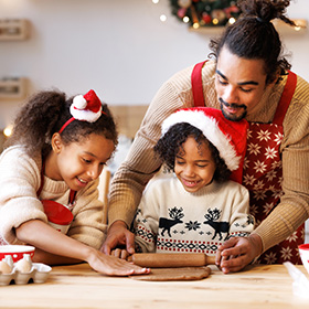 A family doing holiday activities together