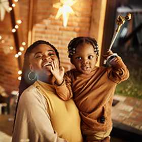 Mother and child celebrating New Year's