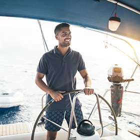 Man driving boat