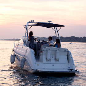 family on a boat