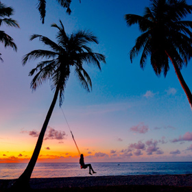 summer sunset on the beach 