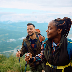 Man and woman hiking