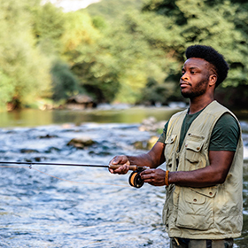 Man fly fishing