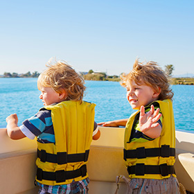 Two kids on boat