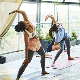 ladies on a  yoga class